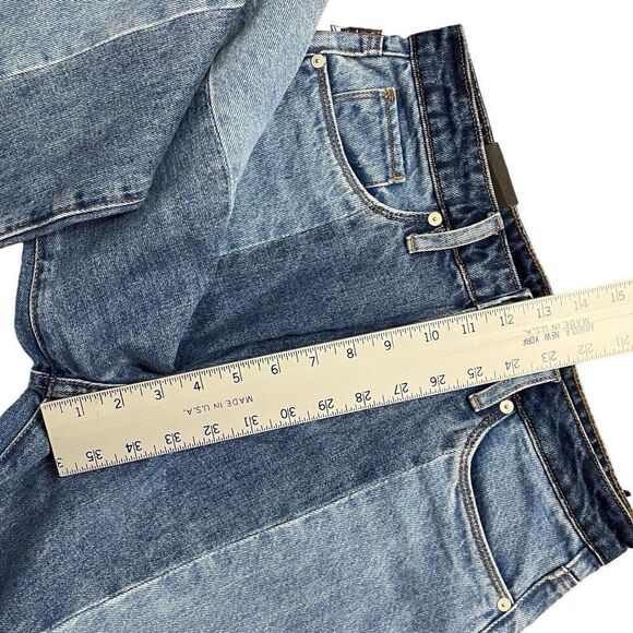 Blank NYC High Rise Straight Leg Two Tone Jeans - Size 28 Denim Y2K Contrast - Picture 5 of 9